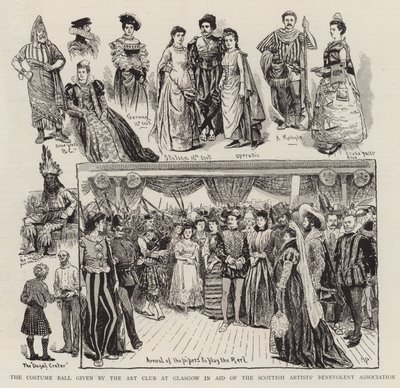 El baile de disfraces dado por el Club de Arte en Glasgow en ayuda de la Asociación Benéfica de Artistas Escoceses de William Ralston